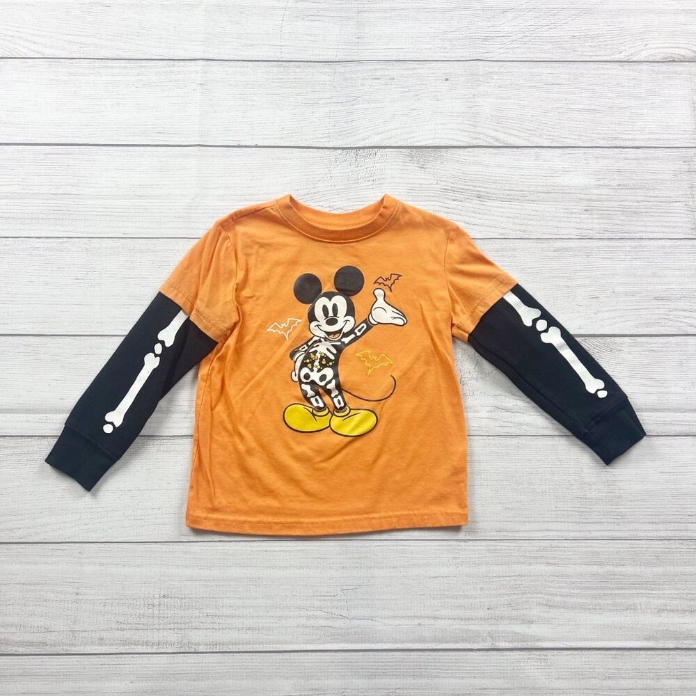 Disney Jumping Beans Toddler Halloween Shirt Mickey Mouse Long Sleeve Tee 4T